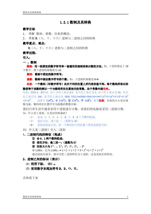 计算机基础数制及其转换