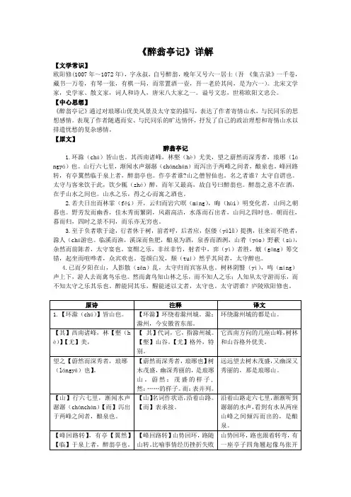 《醉翁亭记》讲解与练习(含答案)(部编人教版九年级语文上册第11课)