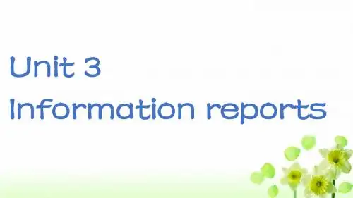 人教版高中英语选修英语写作课件 Unit 3 Information reports 课件
