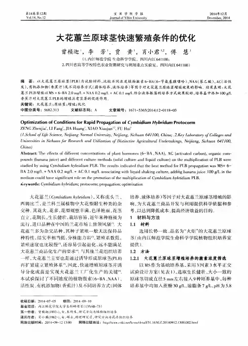 大花蕙兰原球茎快速繁殖条件的优化