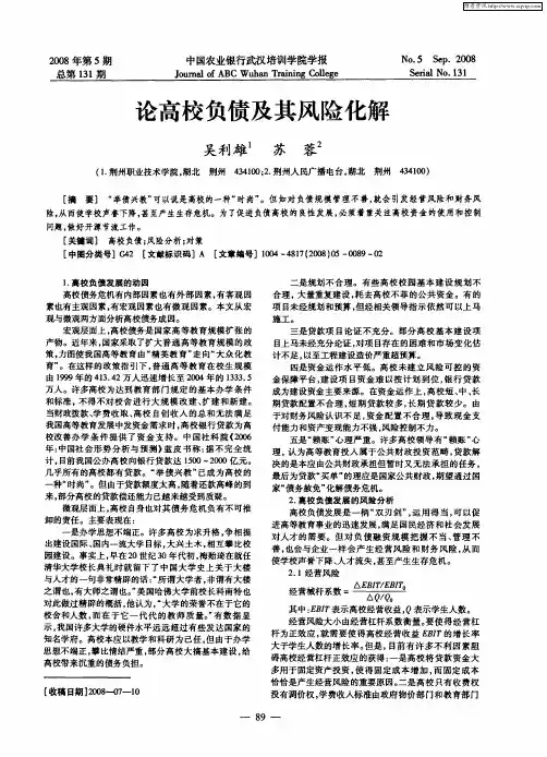 论高校负债及其风险化解