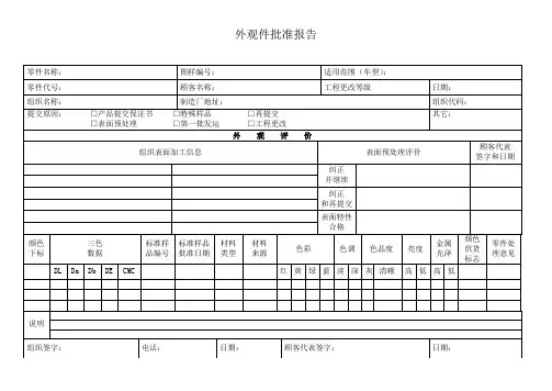 外观件批准报告模板