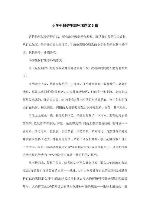 小学生保护生态环境作文5篇