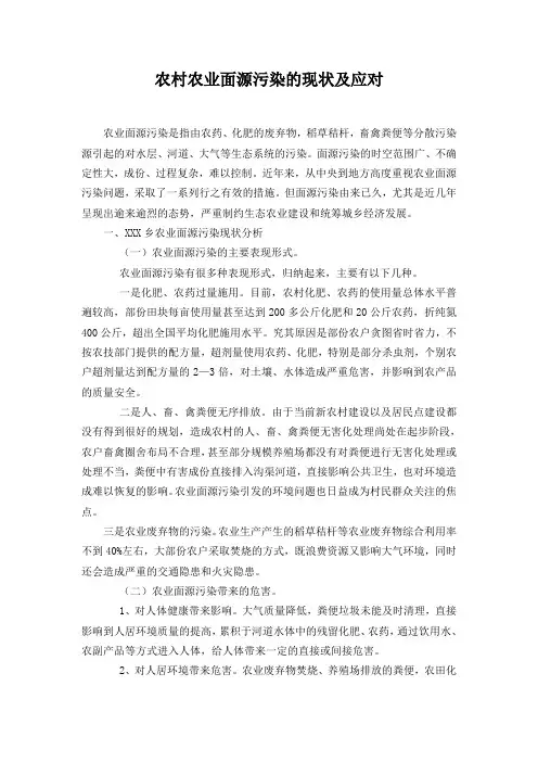 农村农业面源污染的现状及应对