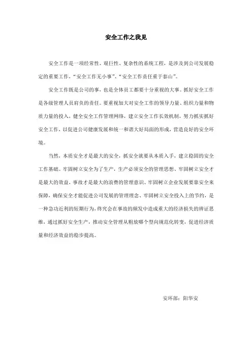 安全工作之我见