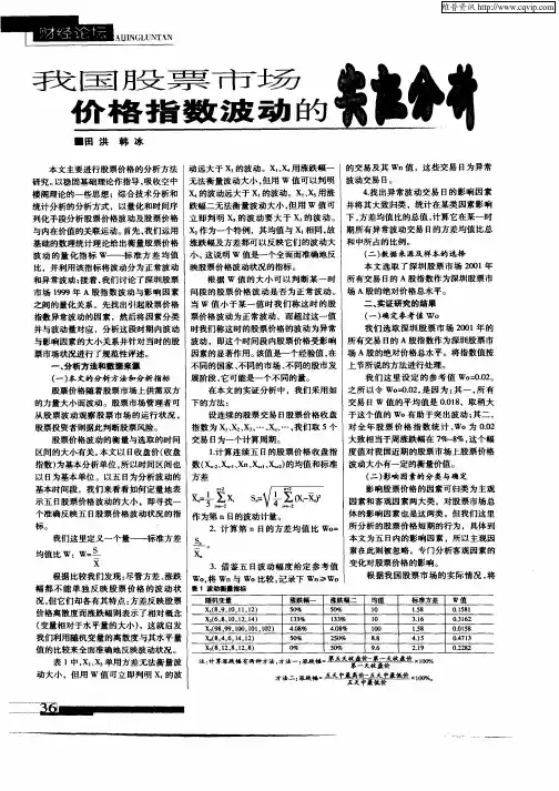 我国股票市场价格指数波动的实证分析