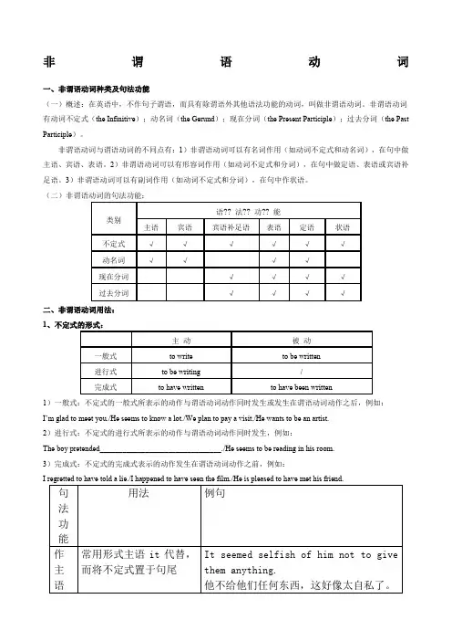 非谓语动词及经典例题汇编