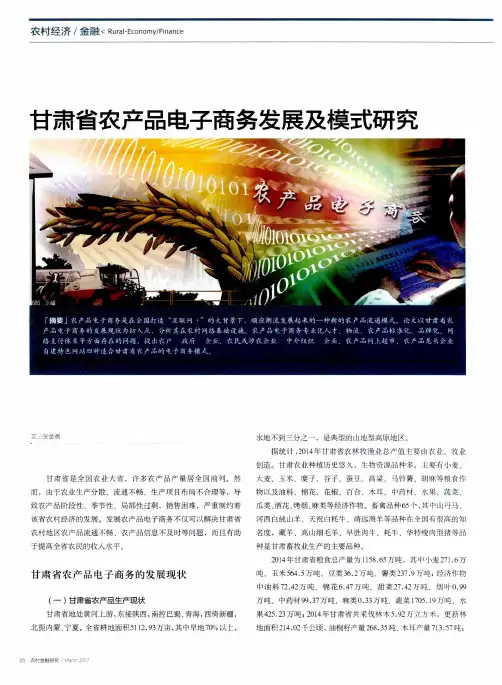 甘肃省农产品电子商务发展及模式研究