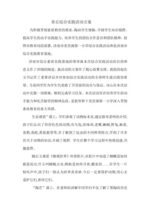 章丘综合实践活动方案