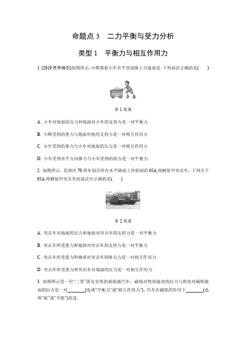 2020年广东中考物理复习命题点3 二力平衡与受力分析