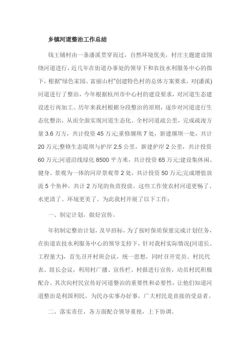 乡镇河道整治工作总结