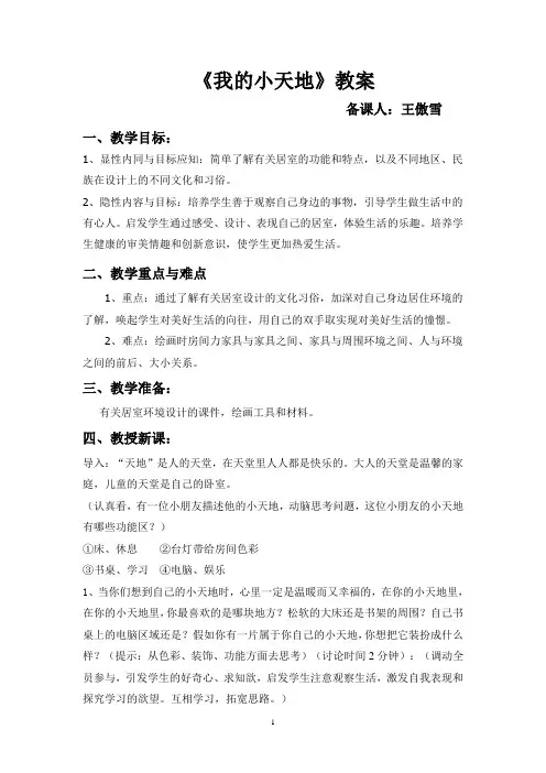 《我的小天地》教案