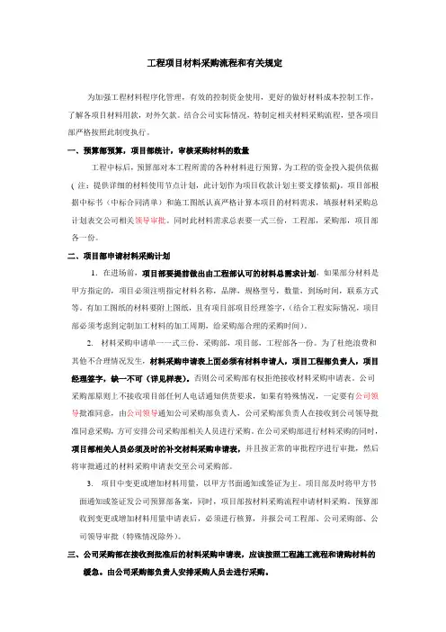 设工程材料设备采购管理制度及流程