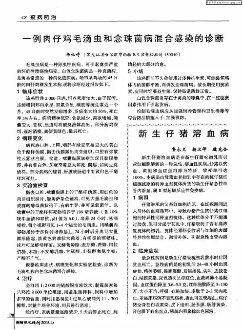新生仔猪溶血病的诊断和治疗