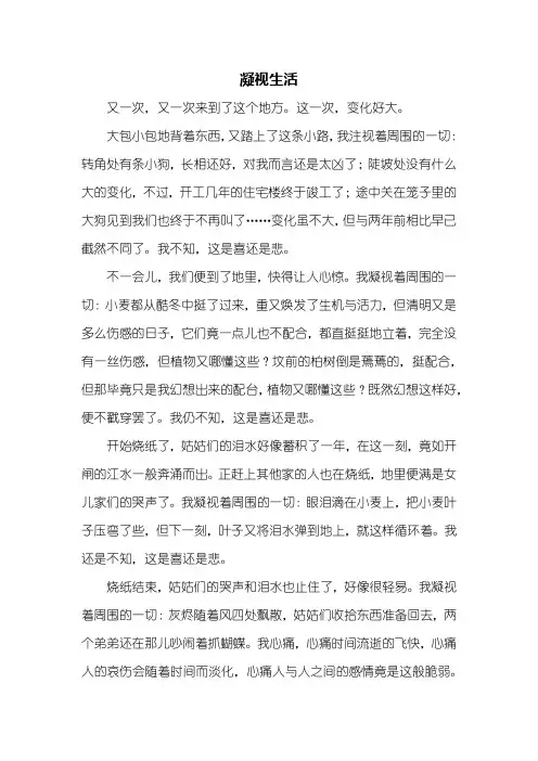初三作文：凝视生活作文700字_1
