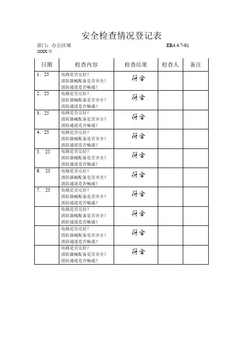安全检查登记表范本