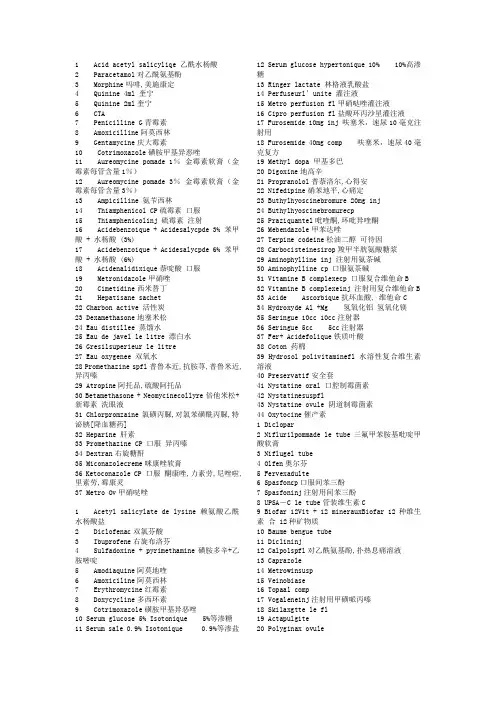 英语药名翻译