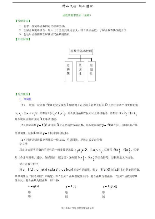 人教版高中数学总复习[知识梳理函数的基本性质(基础)