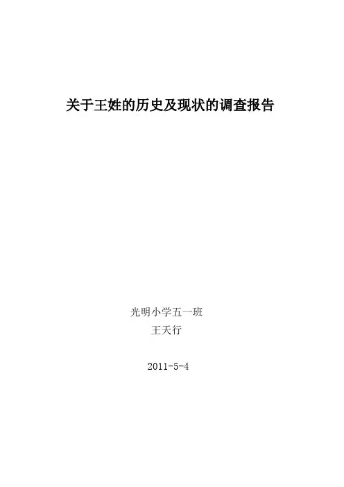 关于王姓的历史及现状的调查报告 2