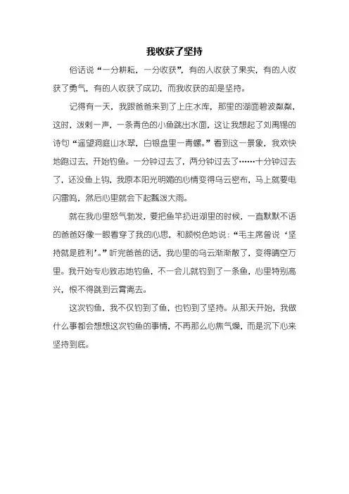 三年级作文：我收获了坚持作文400字