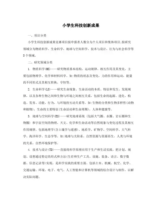 小学生科技创新成果