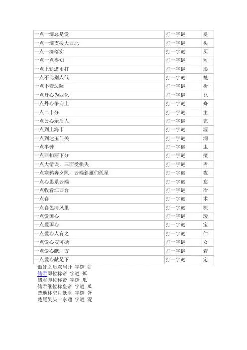 一 字谜 初级(4)