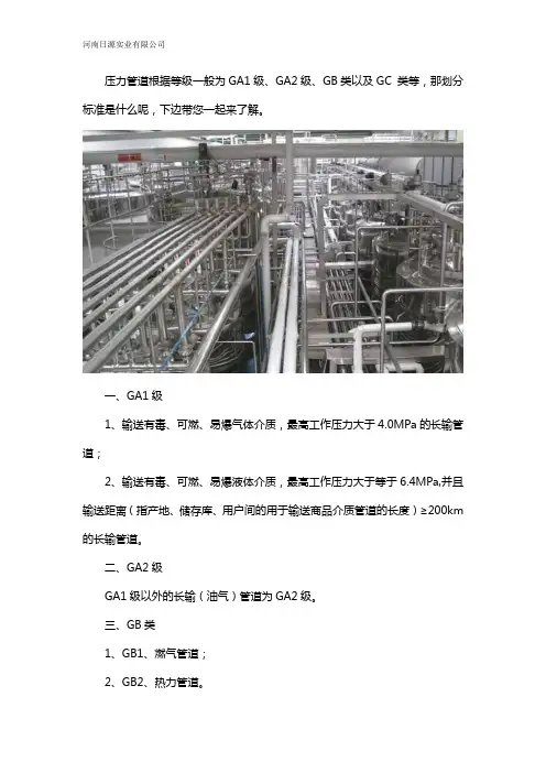 压力管道等级划分标准 2