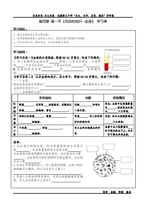 流动的组织--血液学习单