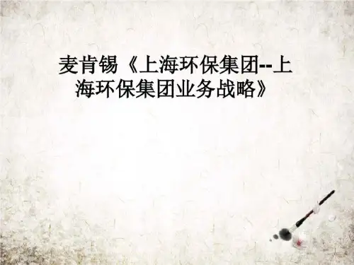 麦肯锡《上海环保集团--上海环保集团业务战略》