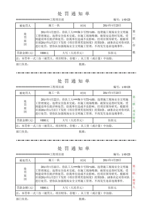 处罚通知单 2
