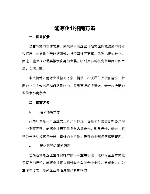 能源企业招商方案