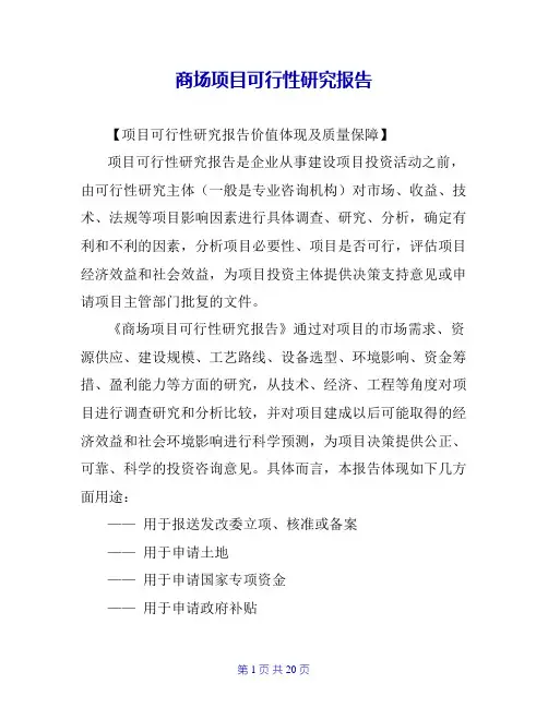 商场项目可行性研究报告