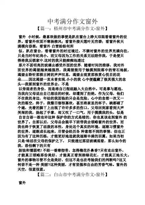 中考作文之中考满分作文窗外