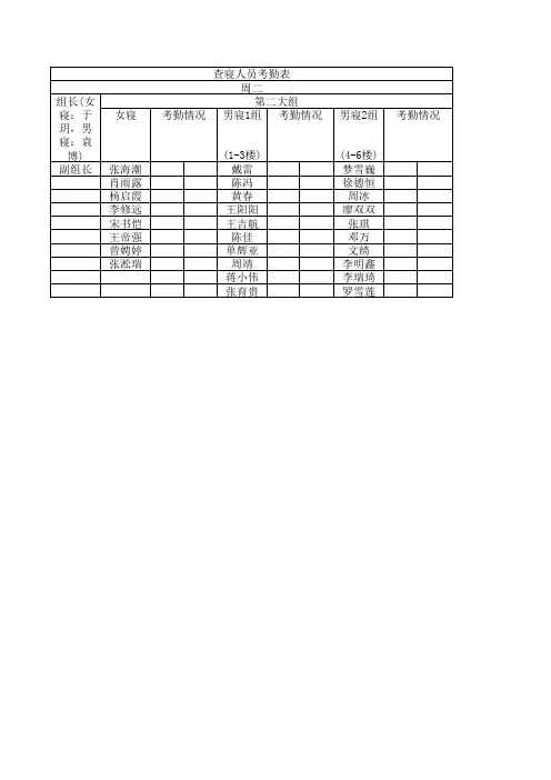 查寝人员考勤表