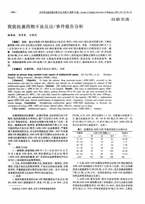 我院抗菌药物不良反应／事件报告分析