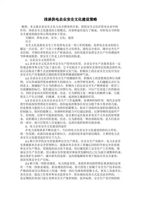 浅谈供电企业安全文化建设策略