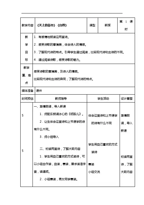 六年级上语文教案-古诗两首2-人教新课标