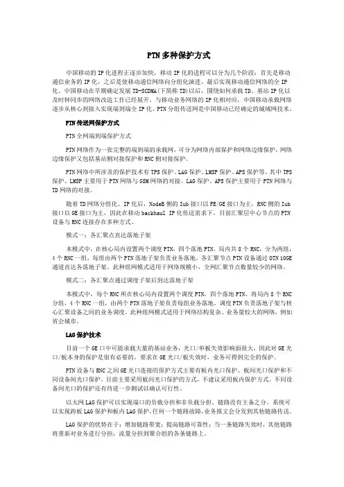 PTN多种保护方式