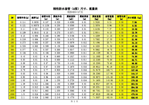 02S404防水套管重量计算表