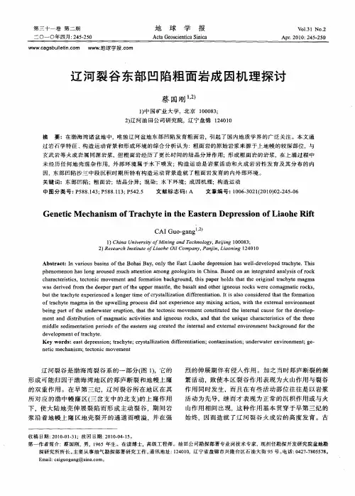 辽河裂谷东部凹陷粗面岩成因机理探讨