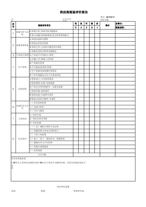 供应商现场评价报告