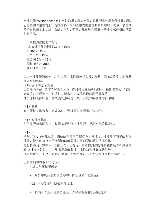 水性油墨MSDS报告