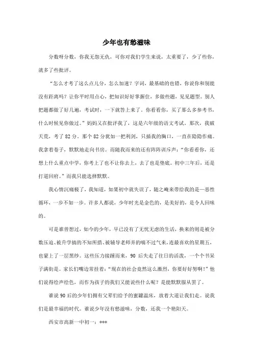 少年也有愁滋味_初中初一作文600字