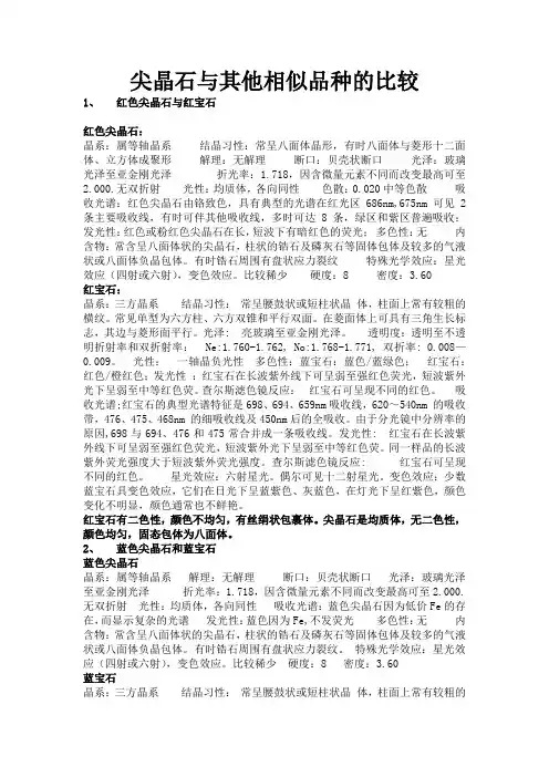 尖晶石与其他相似品种的比较