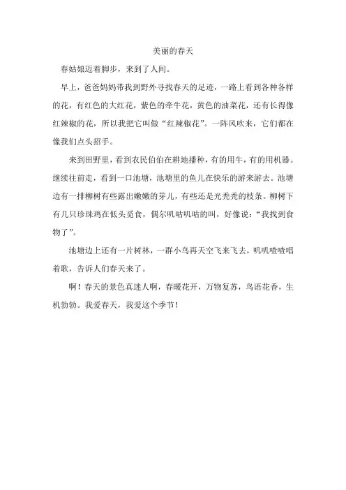 二年级作文《美丽的春天》