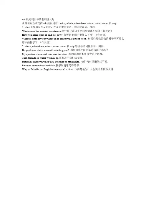wh-疑问词引导的名词性从句