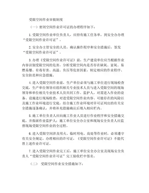 进入受限空间作业审批制度