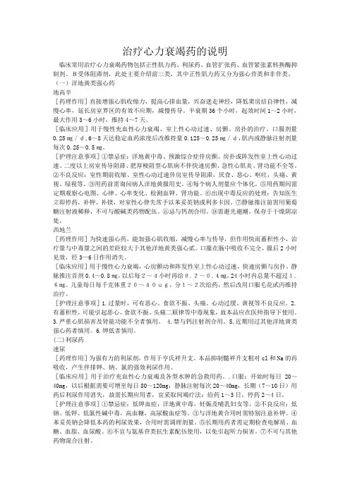 治疗心力衰竭药说明
