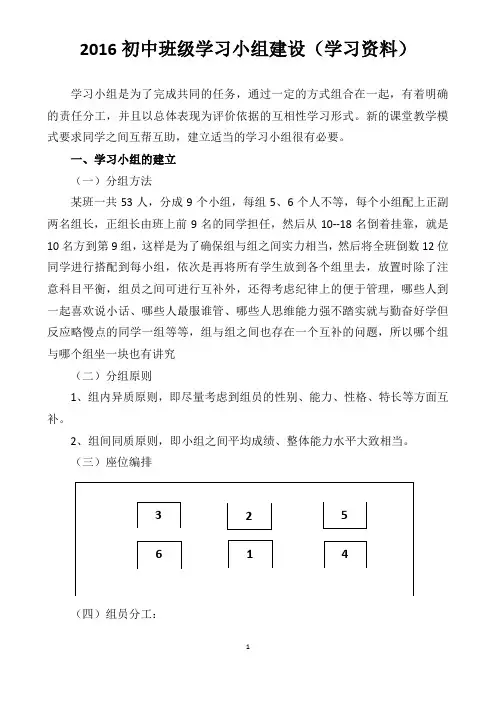 初中班级学习小组建设