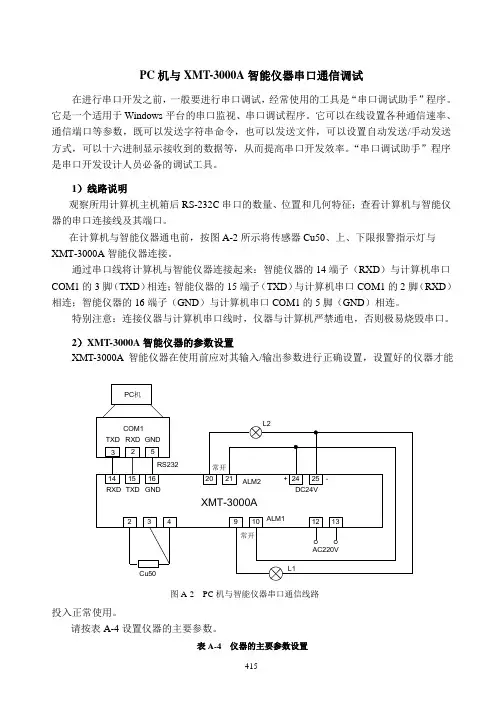 PC机与XMT-3000A智能仪器串口通信调试